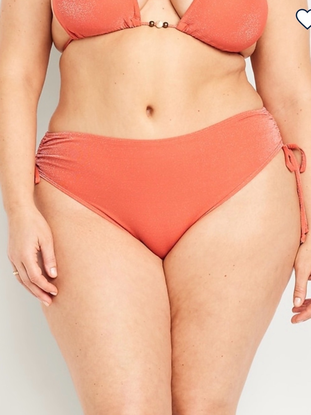 Old Navy Coral Shimmer Bikini Bottoms Ruched Side Ties large peach mid rise